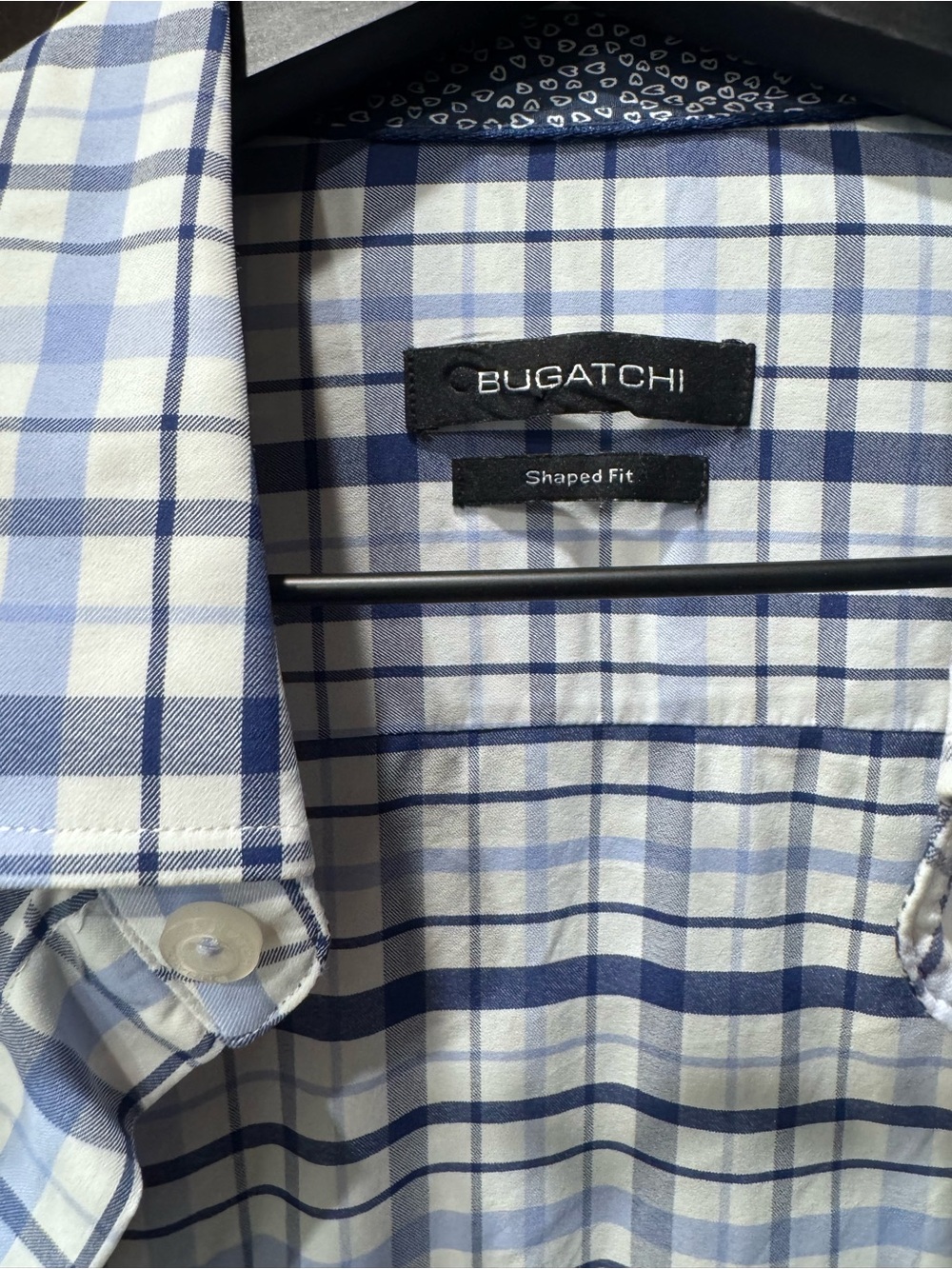 Bugatchi Blue and White Plaid Shaped-Fit Button-Down Shirt